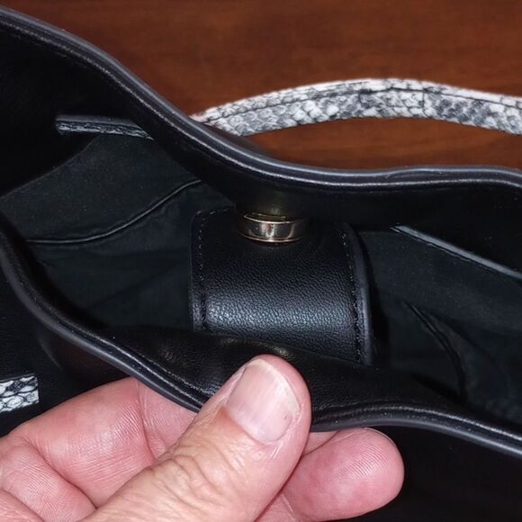 Badgley Mischka Vegan Black with Snake Trim Purse - No Cross Body Strap - Picture 10 of 16